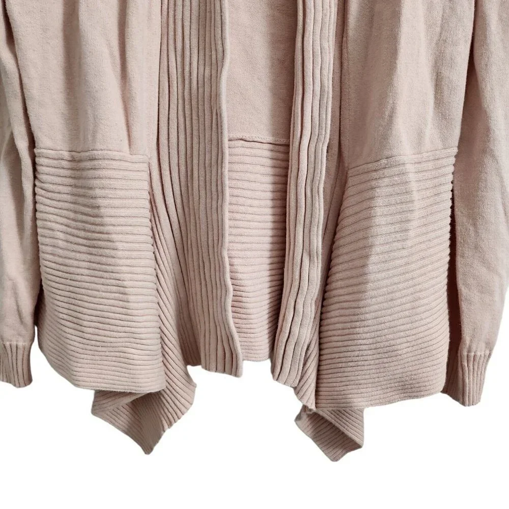 Talbots‎ Sweater Cardigan Medium Pink Open Front Waterfall Knit